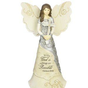 Elements Faith Angel Figurine by Pavilion, 6-1/2-Inch, Holding Cross